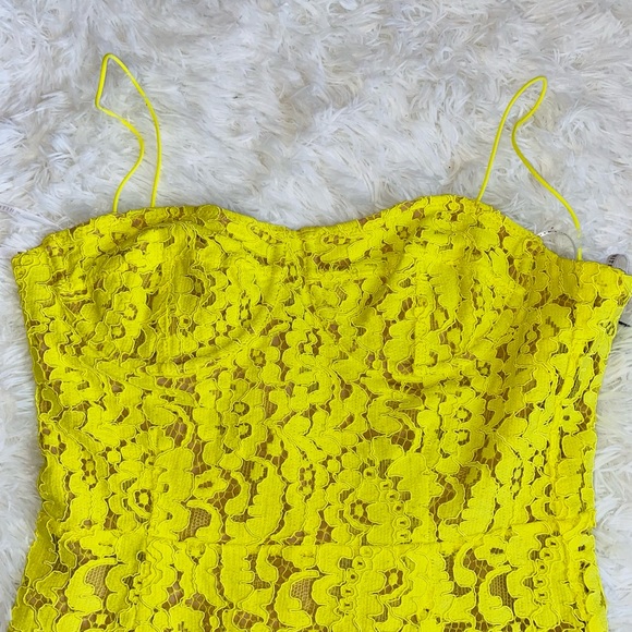 White Fox Venice Lace Mini Dress Citrus Yellow - Picture 7 of 8